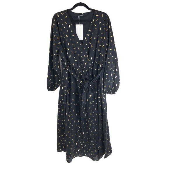 Size 22 - 24 • 3x • BloomChic • Dress Women Gold Feather Long Sleeve w/ Pockets - Picture 6 of 6